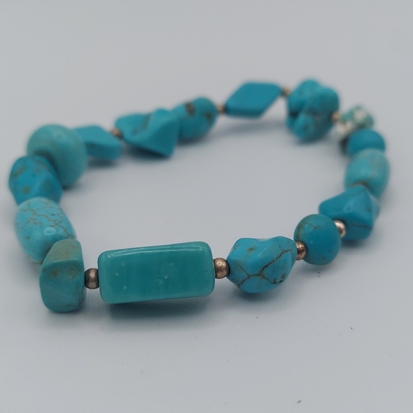 Vintage Turquoise oval chip nugget bracelet - Picture 3 of 3